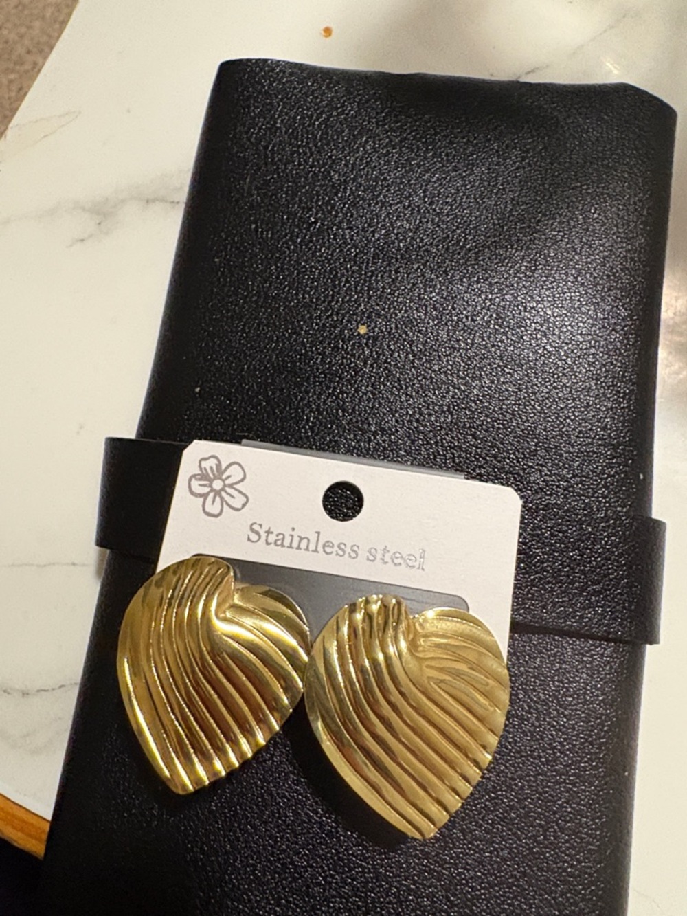 Gold Heart Wave Stainless Steel Earrings - Women Jewelry
